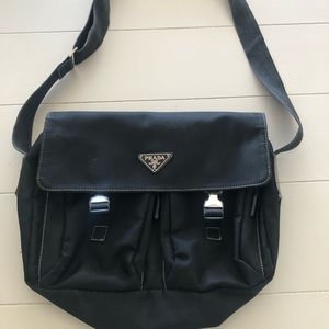 Prada vintage nylon messenger bag.
